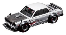 POP RACE x Enigma SKYLINE V8 DRIFT METALINIS SIDABRINIS Paruoštas produktas PRE005 1/64 GT-R (HAKOSUKA)