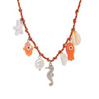 Summer Sea Mood Starfish & Pearl Heart Pendant Necklace