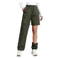 Zip Off Hiking Pants Women Trousers Convertible to Shorts Waterproof Drawstring Waist Pants for Outdoor Camping Mountain Climbing S armijos žalia spalva