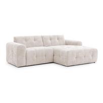 Kreminės spalvos kampinė sofa (su dešiniuoju kampu/su gultu) Melva – Ropez