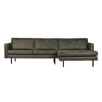 Pilkos spalvos iš dirbtinės odos kampinė sofa (su dešiniuoju kampu/su gultu) Rodeo – WOOOD