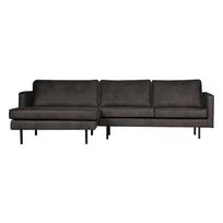 Juodos spalvos iš dirbtinės odos kampinė sofa (su kairiuoju kampu/su gultu) Rodeo – WOOOD