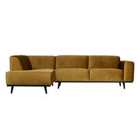 Geltonos spalvos iš velveto kampinė sofa (su kairiuoju kampu/„L“ formos) Statement – WOOOD