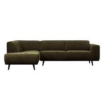 Tamsiai žalios spalvos iš kordinio velveto kampinė sofa (su kairiuoju kampu/„L“ formos) Statement – WOOOD