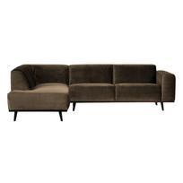 Pilkos spalvos/rudos spalvos iš velveto kampinė sofa (su kairiuoju kampu/„L“ formos) Statement – WOOOD