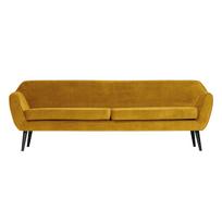 Geltonos spalvos aksominė sofa WOOOD Rocco, 230 cm