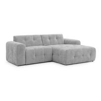 Šviesiai pilkos spalvos kampinė sofa (su dešiniuoju kampu/su gultu) Melva – Ropez