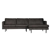 Pilkos spalvos iš dirbtinės odos kampinė sofa (su dešiniuoju kampu/su gultu) Rodeo – WOOOD