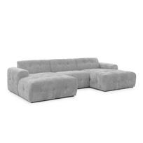 Šviesiai pilkos spalvos kampinė sofa („U“ formos/su gultu) Melva – Ropez