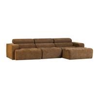 Konjako rudos spalvos reguliuojama kampinė sofa (su dešiniuoju kampu/su gultu) Novi – WOOOD