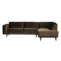 Pilkos spalvos/rudos spalvos iš velveto kampinė sofa (su dešiniuoju kampu/„L“ formos) Statement – WOOOD