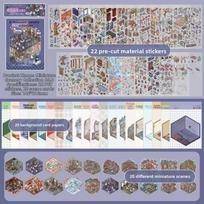 20 Scene Pocket Cabin Sticker 3D PET Landscape Stickers New Haunted Cottage Sticker  Holiday Gifts A