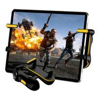 JS31 Keturių pirštų jutiklinio ekrano mygtuko paleidiklis PUBG Paleidimo piršto vairas Žaidimų valdiklis Reguliuojamo greičio žaidimų valdiklis geltona