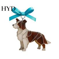 Dog Lover Gift Colorful Acrylic Suncatcher Stained Glass Corgi/Bulldog/Chihuahua Ornament Window Christmas Breed Decoration Tree Hanging Decor A