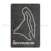 Circuit de Dijon Prenois Magny Cours lenktynių trasos žemėlapis Metalinė plokštelė Plakatas Plokštelės Klasikinis dizainas Spausdintas Baro skardinis ženklas Plakatas 20x30cm（7.8x11.8inch）