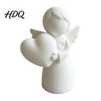 PLA Angel Decoration Mini Love Heart Figurine 3D Printed White Statue Modern Figure for Mother's Day Valentine's Christmas Gift Desktop Decor