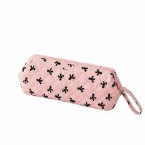 Quilted Texture Hair Dryer Storage Bag Bowknot Toiletry Organizer Pouch  Makeup Accessories A-Pink