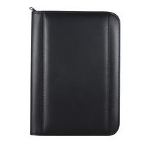 Nešiojamas profesionalus verslo aplankas Padfolio aplankas dokumentų dėklas organizatorius A5 PU oda Užtrauktuku užsegamas su skaičiuotuvu (Black,A5) juoda