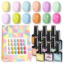 HEMA nesaturantis 12 spalvų gelinio lako rinkinys Nuimamas UV lempa kietinamas nagų gelio rinkinys Netoksiškas Salono kokybės Ilgai išliekantis pradedantiesiems Colorful gel polish