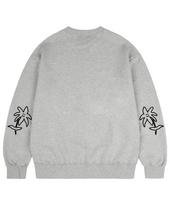 Graver [Unisex] Elbow Two Drawing Line Flower Sweatshirt_Gray Grey/L