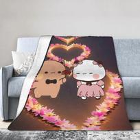 Bubu & Dudu Heart Love Blanket Soft Warm Graphic Plush Bedding Throws For Children Couch Bed Flannel Bedspread Bed Cover Size: 75*100cm, Weight: 230 GSM
