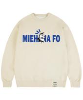 Graver [Unisex] Honey Bee Center Logo Sweatshirt_Cream/Blue Logo Cream_Blue Logo/Xl