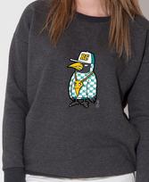 Doldol Raven_Mtm_15 Hip Hop Crow Raven Crow Character Graphic Design Long Sleeve Sweatshirt Light Gray/S