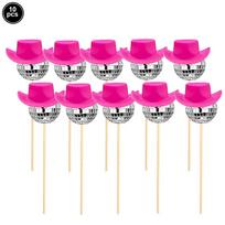 Disco Theme Disco Ball Cupcake Toppers Decorations Cake Picks Pink Cowgirl Hat Cake Toppers Disco 1970s Theme Birthday Party