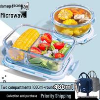 Glass Microwaveable Divided Bento Box
