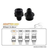 Adapter Fitting AN6/AN8/AN10/AN12 2PCS Male to M22 x 1.5 to Metric Straight For Oil Cooler O-ring Aluminum Black 14/19/22/27mm AN6
