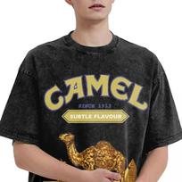 Washed T Shirts Camel Cigarettes Hip Hop Vintage T-Shirt Harajuku 1931 Streetwear  Graphic Tops Tees for Men Women S įvairiaspalvis