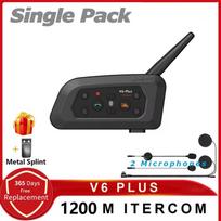 XINOWY V6 Plus Motorcycle Helmet Bluetooth Headset Intercom 1200M Interphone Communicator Waterproof 6 Riders Single Pack