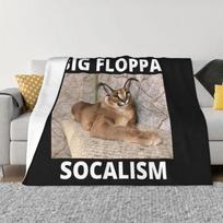 Big Floppa My Beloved Sofa Fleece Throw Blanket Warm Flannel Caracal Meme Blankets for Bed Travel Couch Bedspreads Size: 75*100cm, Weight: 230 GSM