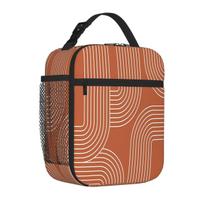 Bestselling Mid Century Line Art - Terracotta Polka Dot Cooler Lunch Bag Office Picnic Break Thermal Lunch Bag One Size
