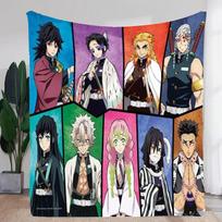 Demon Slayer: Kimetsu no Yaiba Colorful Character Blanket - Soft Plush Throw Blanket Featuring Icons from Anime Series, Perfect Size: 75*100cm, Weight: 230 GSM
