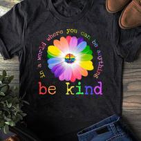 Be Kind Hippie Shirt: Rainbow Peace Sign, Unisex Tee 3XL