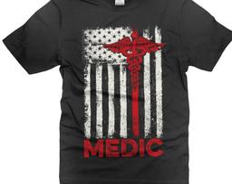 Medic USA Flag T-Shirt: Patriotic EMT, Nurse, Doctor Tee 2XL
