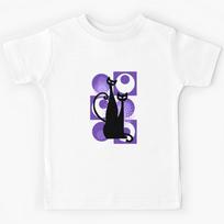 Purple Paradise Atomic Age Black Kitschy Cats Kids T-Shirt 160