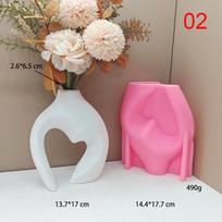 CARATTE Modern Vase Concrete Cement Mold Heart Shaped Hollow Resin Silicone Mould for DIY Flower Pot Pen Holder (as the picture,as photo)