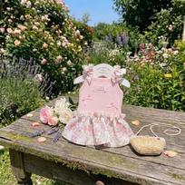 Wedding Dress Cat Dog Ruffle Dress Floral Printed Pet Skirt Puppy Princess Skirt  Chihuahua XS 1-1.5kg rožinė