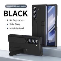 For Samsung ZFold7/6/5 Phone Case Luxury Metallic Folding Protective Cover Wristband Holder 4/3 Hinge Pen Slot PC Boxed Covers Opp Bag&For Galaxy Z Fold 6 juoda