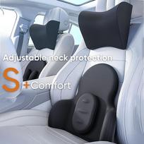 Aviation-Grade Memory Foam Comfort Car Seat Headrest Cushion Neck Pillow With Lumbar Support Driving Cushion Neck Cushion&25*19*12.5cm juoda