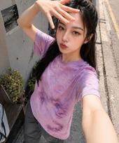 Anew Bros Basic Signature Water-Dyed Short Sleeve T-Shirt 6 Colors [Anse_9801] Multiblue_Anse_9801/Free