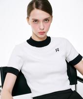 Cream Golf Eyelet Mock Neck Pullover White/S