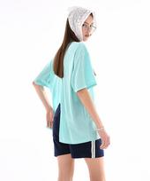 B-Flat Benetton Mini Bibi Mesh Cover-Up Oversized Short Sleeve T-Shirt (Sky Blue) Os