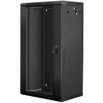 Lanberg sieninis stovas WF01-6422-10B, 600x450mm, 22U, 60kg, IP20, stiklinės durys, 4 vertikalios bėgeliai, 2 ventiliatorių vietos
