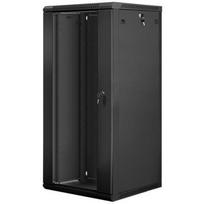 Lanberg 19'' sieninis stovas 27U WF01-6627-10B, 600x600mm, 60kg, IP20, stiklo durys, 2 ventiliacijos angos, 4 vertikalios bėgeliai