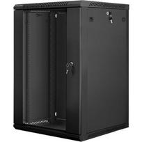 Lanberg Sieninis stovas WF01-6618-10B, 600mm, 18U, 60kg, stiklinės durys, IP20, 2 ventiliatorių vietos, 4 vertikalios bėgeliai