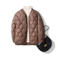 Women Winter Duck Down Coats Autumn Ultra Light Puffer Feather Padded Jackets Windproof Collarless Outerwear M ruda