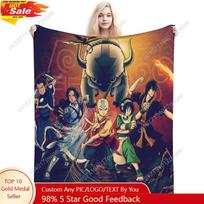Avatar The Last Airbender Themed Flannel Throw Blanket Soft Cozy Digital Print Polyester Knit Glam Style Custom Blankets Size: 75*100cm, Weight: 230 GSM